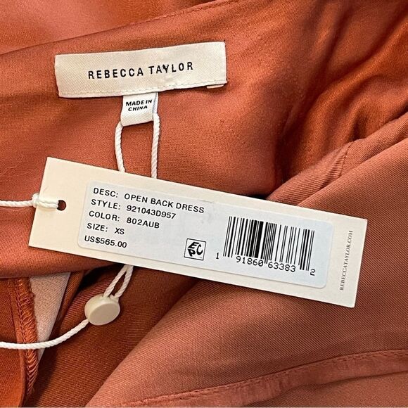 Rebecca Taylor Open Back Satin Auburn Dress in Size XS - Picture 8 of 12